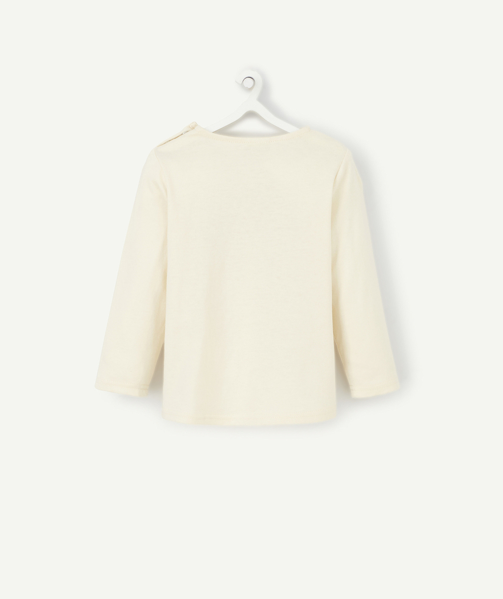 T-SHIRT BEIGE BÉBÉ FILLE AVEC MESSAGE VIOLET