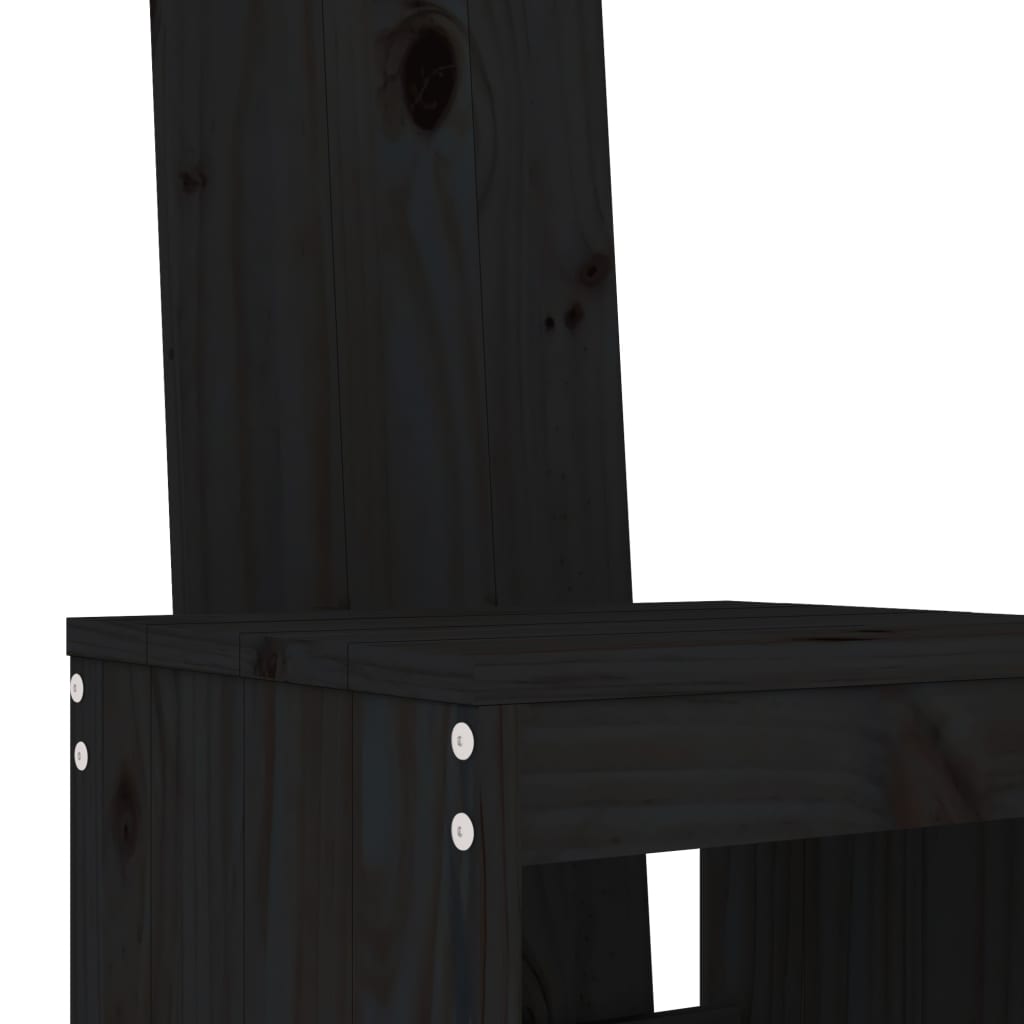 Ensemble de bar de jardin 5 pcs noir bois de pin massif