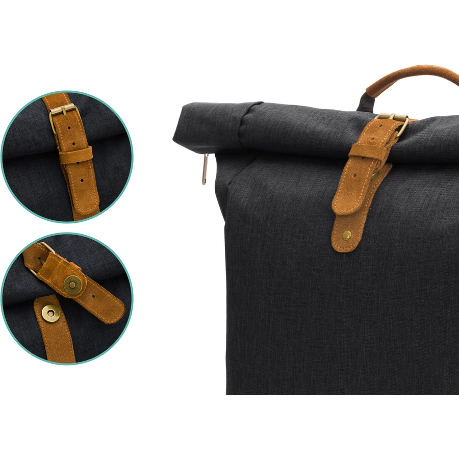 fillikid Wickelrucksack Rolltop Berlin Schwarz Melange