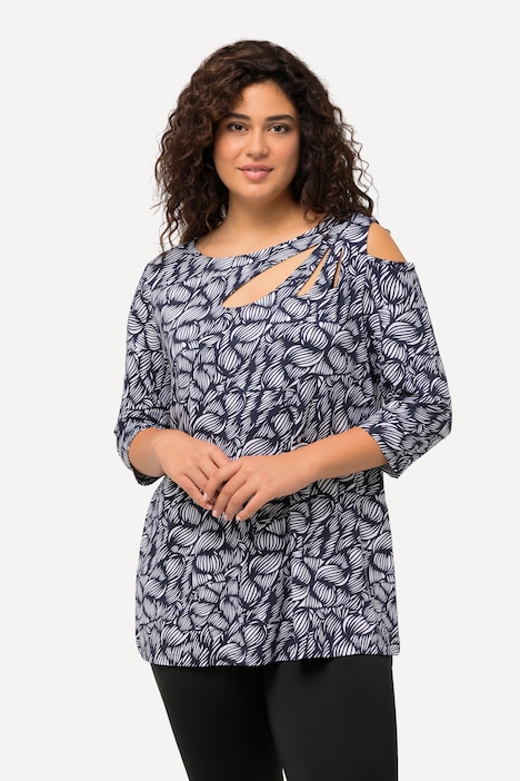 Shirt, A-Linie, Cut-Outs, U-Boot-Ausschnitt, 3/4-Arm