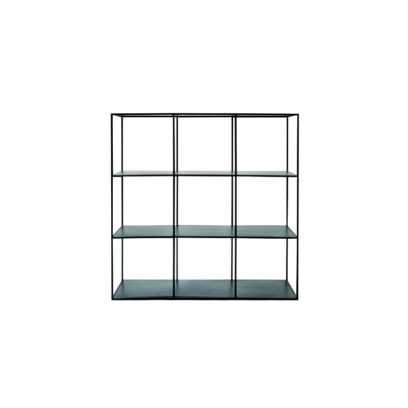 Etagère murale industrielle , bibliothèque salon chambre 3 niveaux avec 9 cases rangement métal noir 105x34x105cm