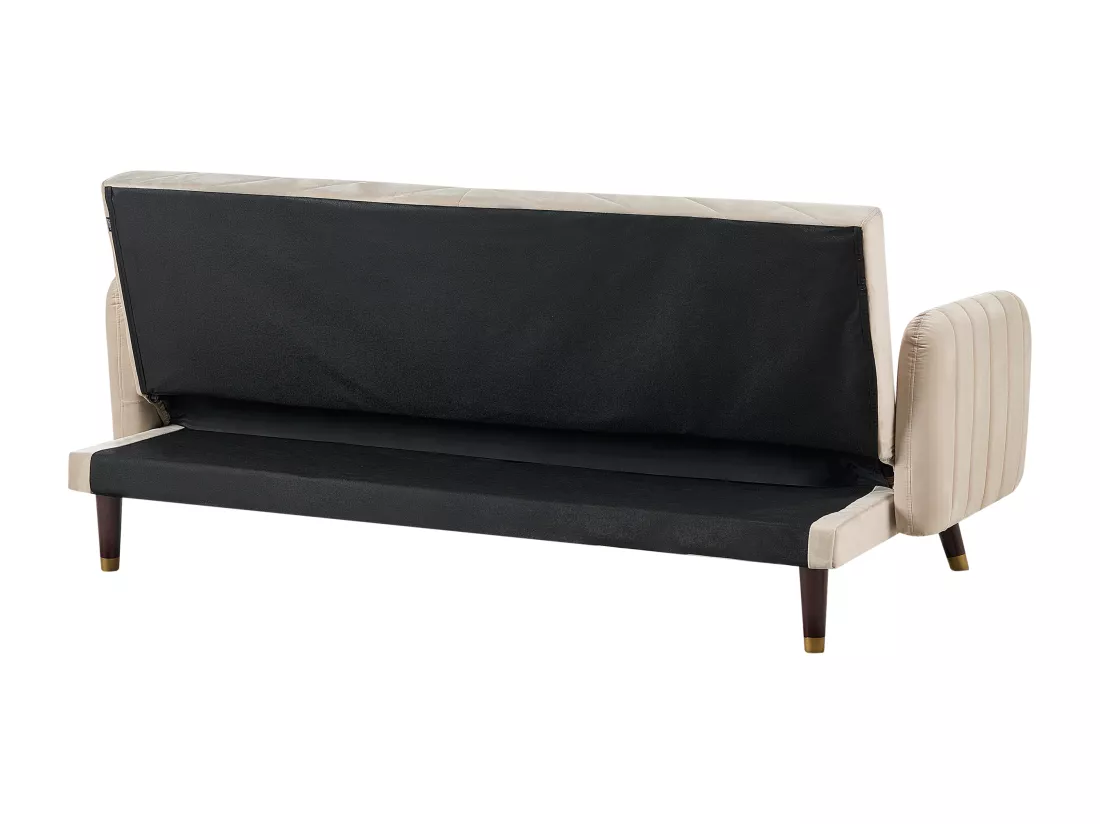 Canapé convertible 3 places en velours beige SENJA