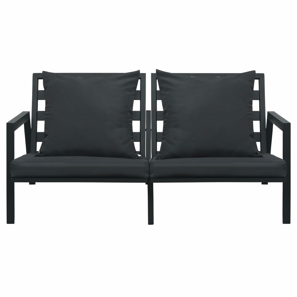 Salon de jardin meuble d'extérieur ensemble de mobilier 4 pièces avec coussins aluminium gris foncé