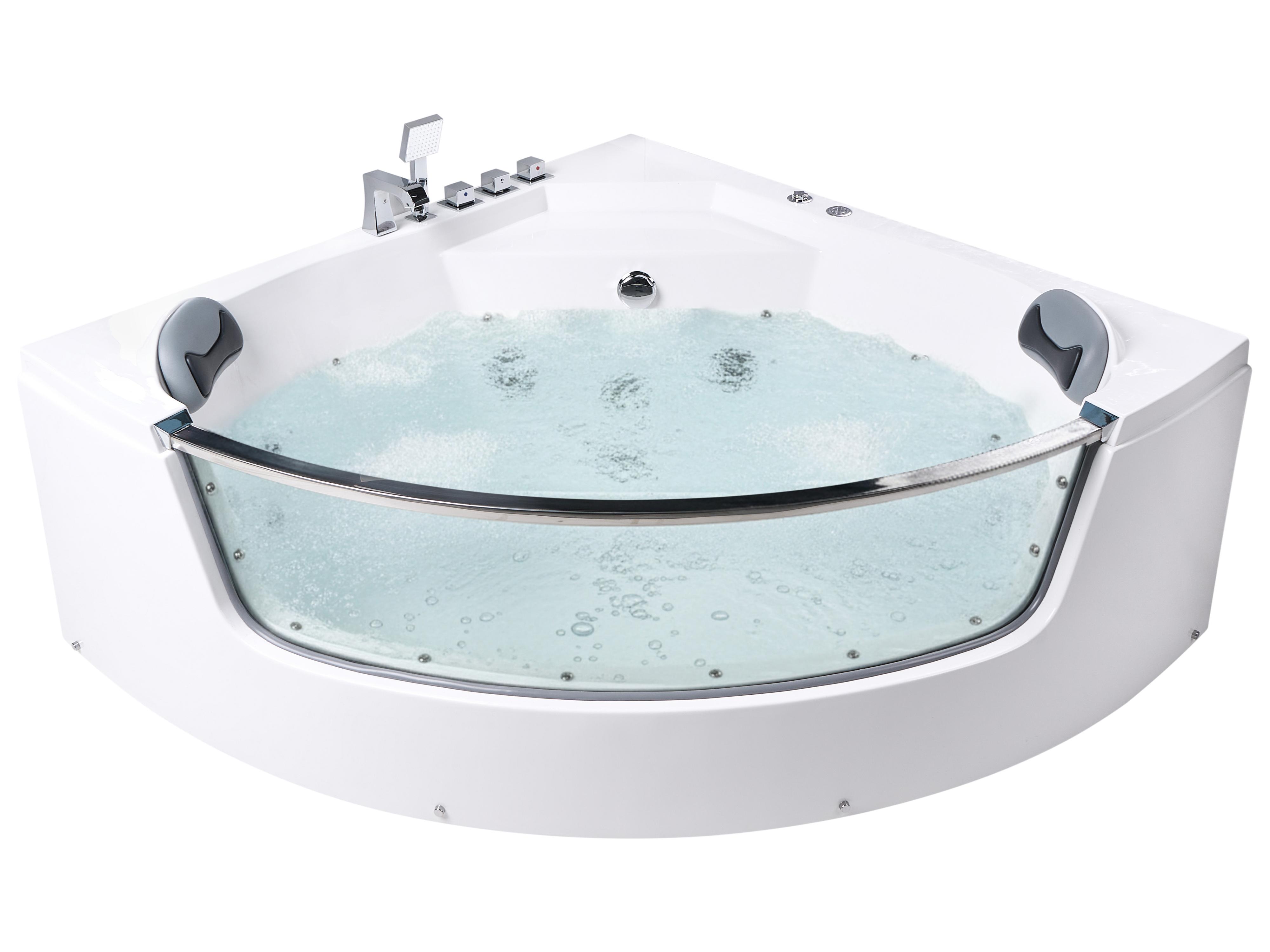Hoek bubbelbad met LED TAMULA 148 x 66 cm Wit
