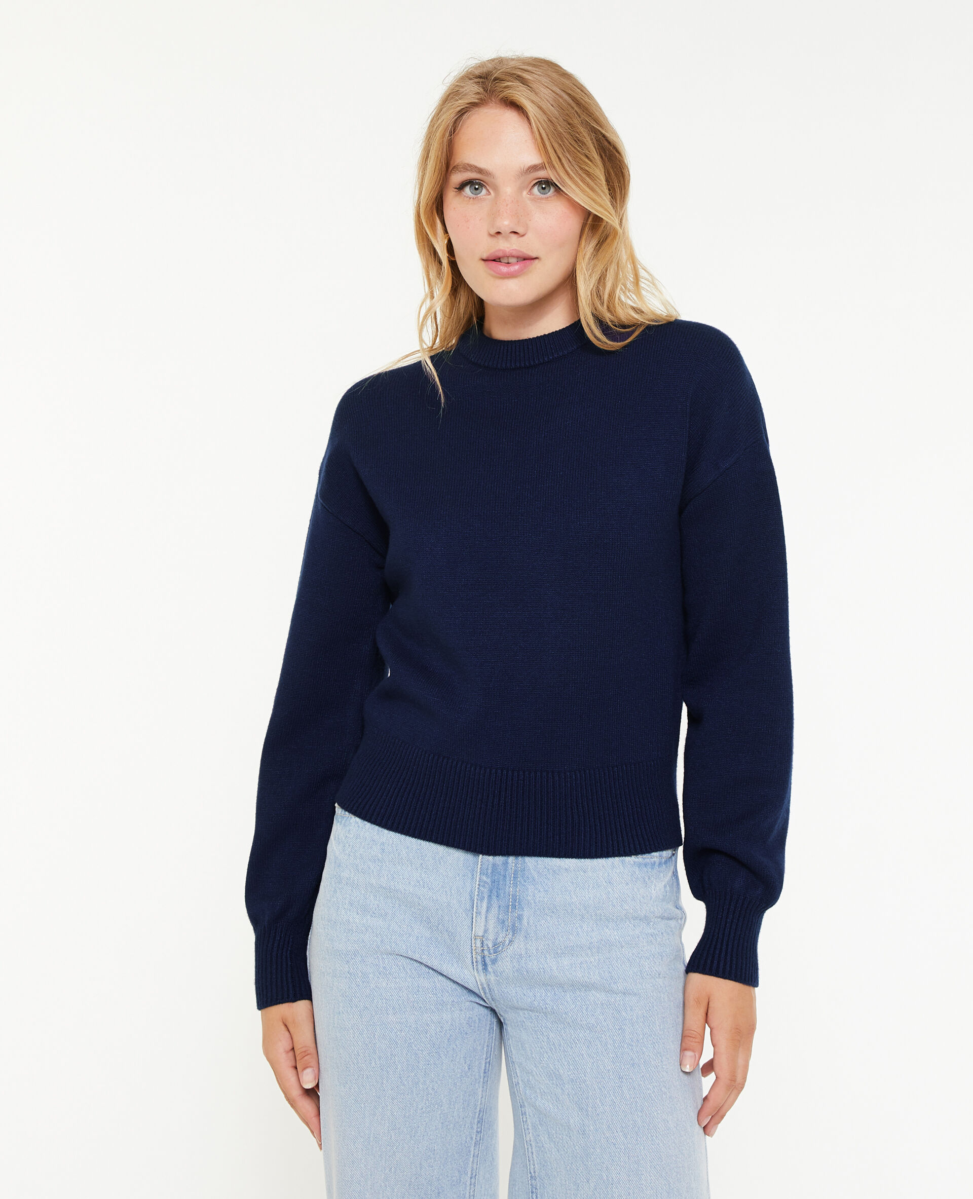 Pull col rond - Bleu marine