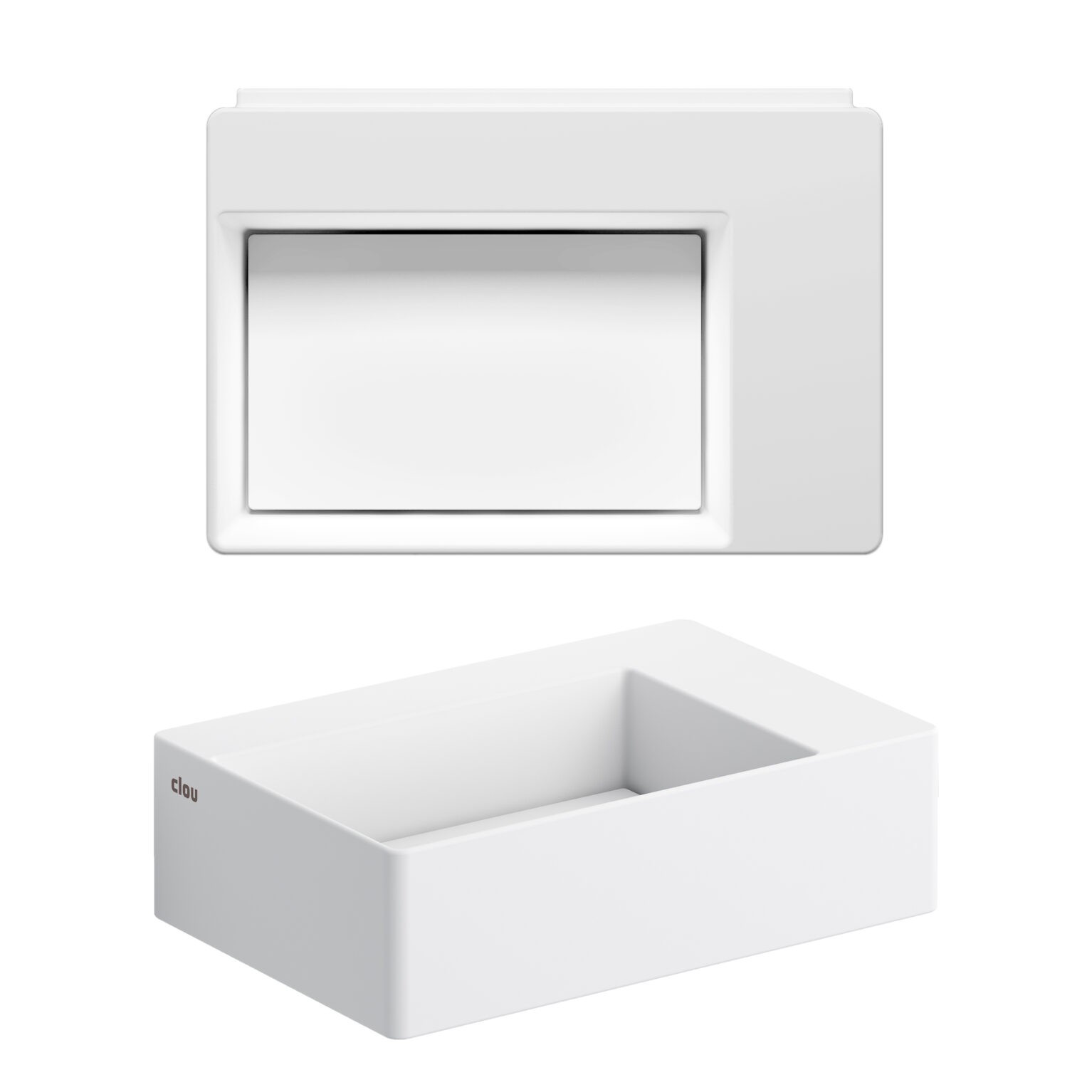 Clou New Flush 2 fontein solid surface 36cm met afvoerplaat wit mat