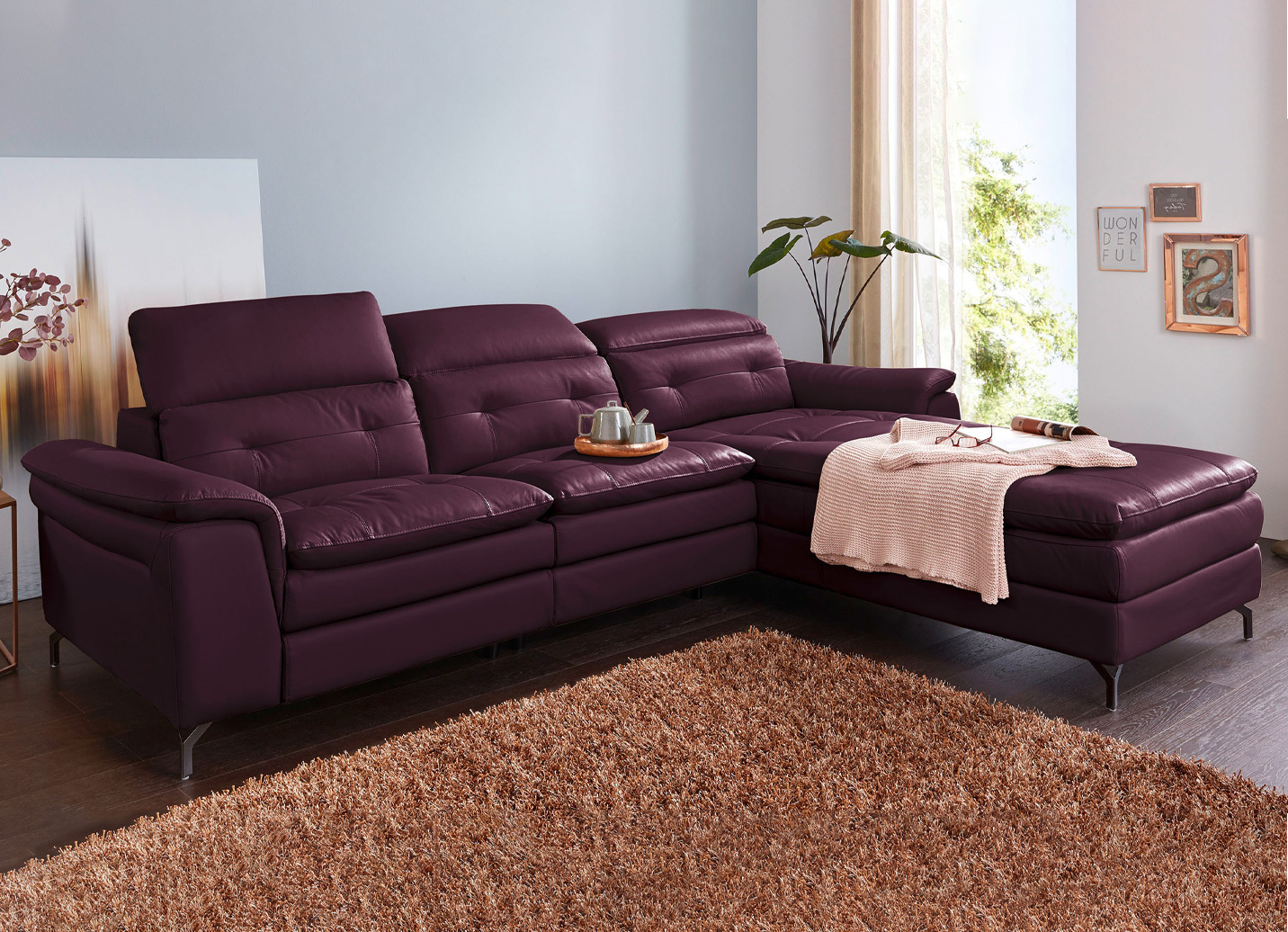 Leder-Polsterecke mit Relax-Funktion