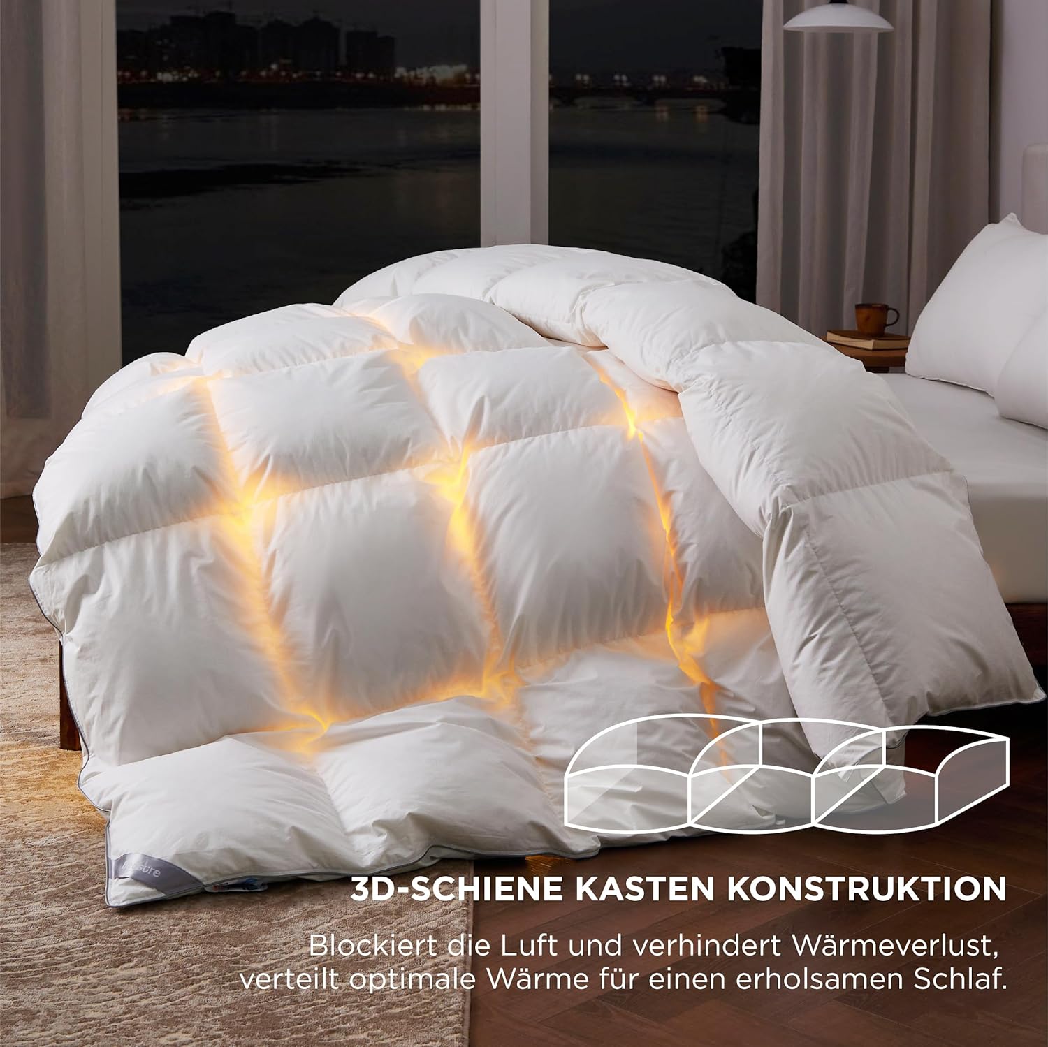 BEDSURE Daunendecke 200x200 Daunen Bettdecke - Warm Winterdecke aus 90% Daunen / 10% Federn 1760 gr. Dick Füllung, Extra Warm Federbettdecke with Öko-Tex Zertifikat, Waschbar Steppdecke Weiß