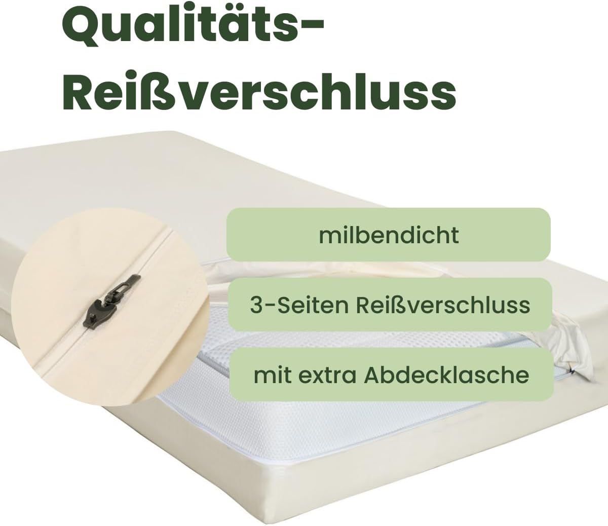 Softsan Encasing für Matratzen aus Bio Baumwolle | bis 25 cm Höhe | Schutzbezug für Allergiker| Anti Milben Schutzbezug | Weltneuheit | Viele Größen (140 x 200 x 25 cm)