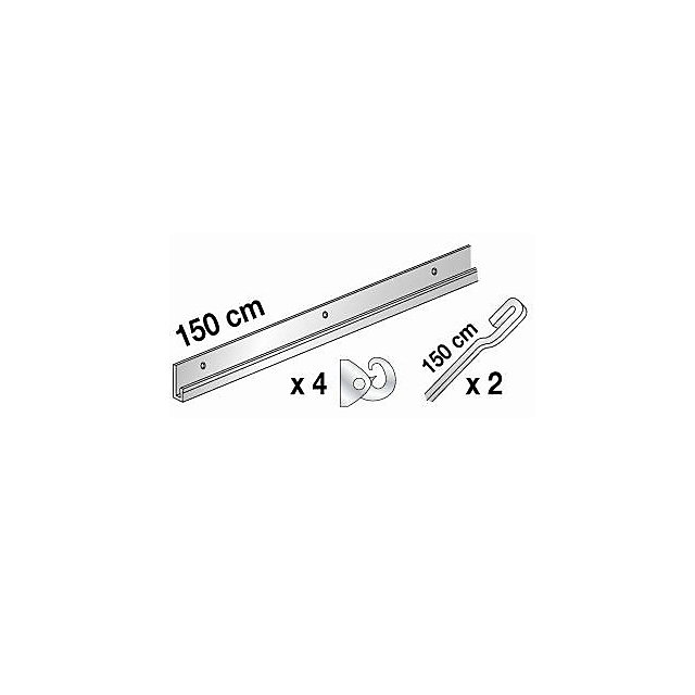 Kit cimaise en aluminium argenté 1m50.