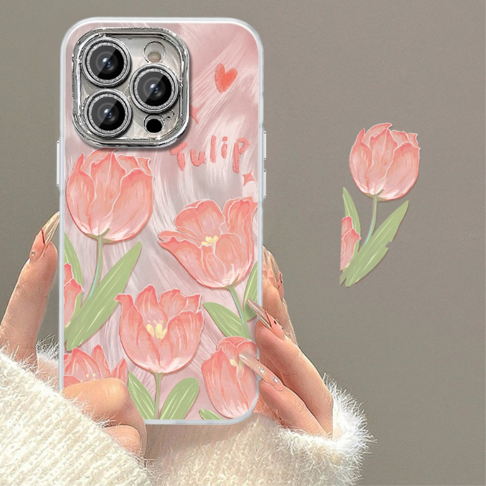 iPhone 15 Pro Max Gummi Hülle Air Cushion Fallschutz - Tulpen