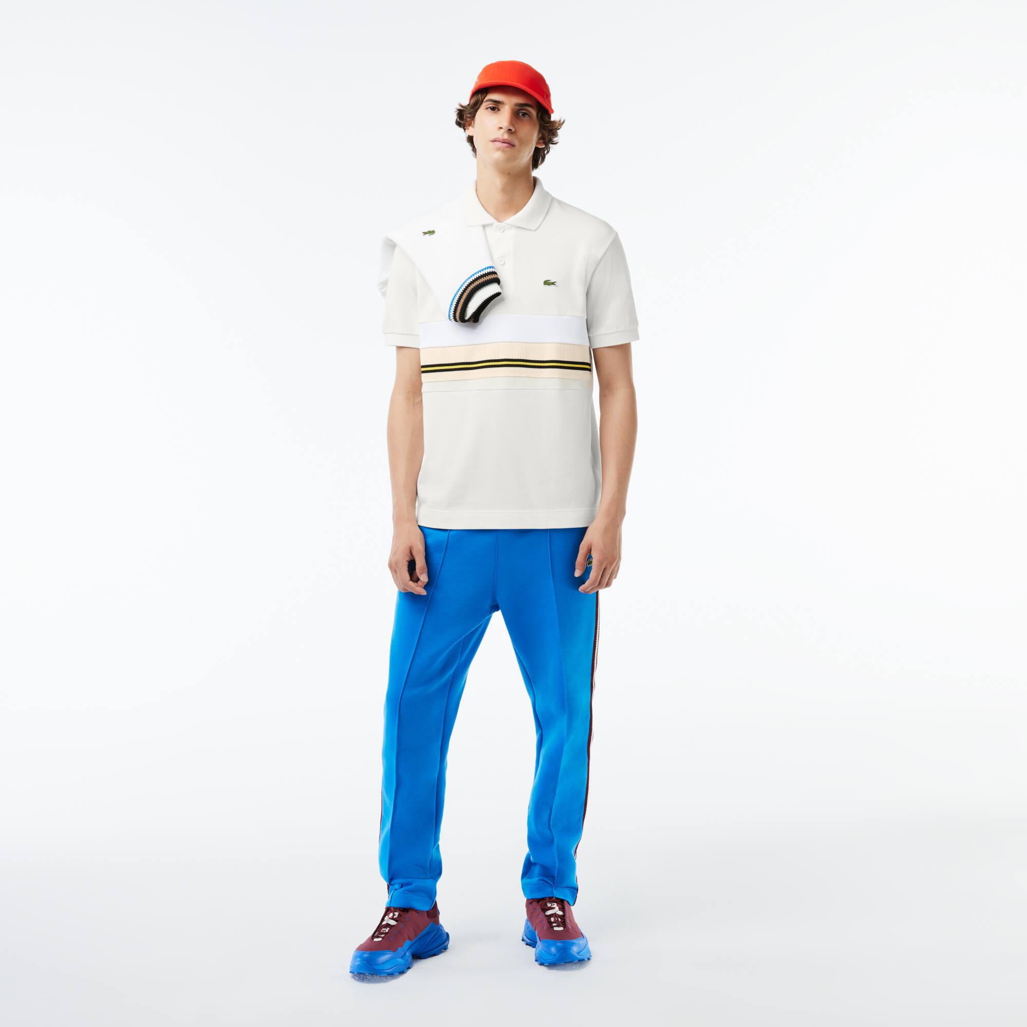 Poloshirt mit Kontraststreifen, in Frankreich hergestellt Kurze Ärmel - Weiss - Lacoste - Herren