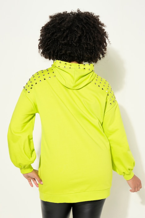 Hoodie, oversized, Kapuze, Ziernieten, Ballon-Ärmel