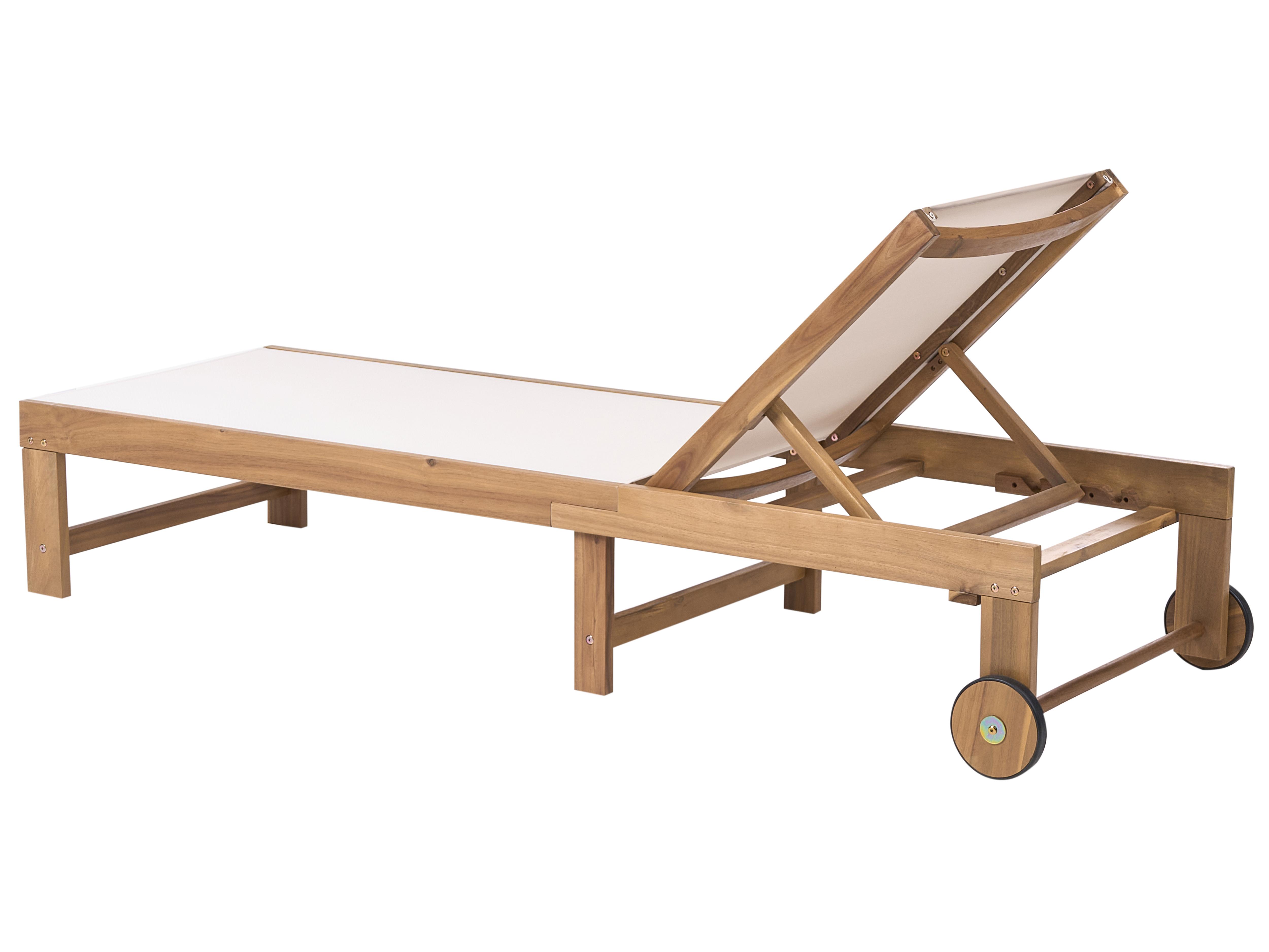 Ligstoel PEDESINA Acaciahout Beige