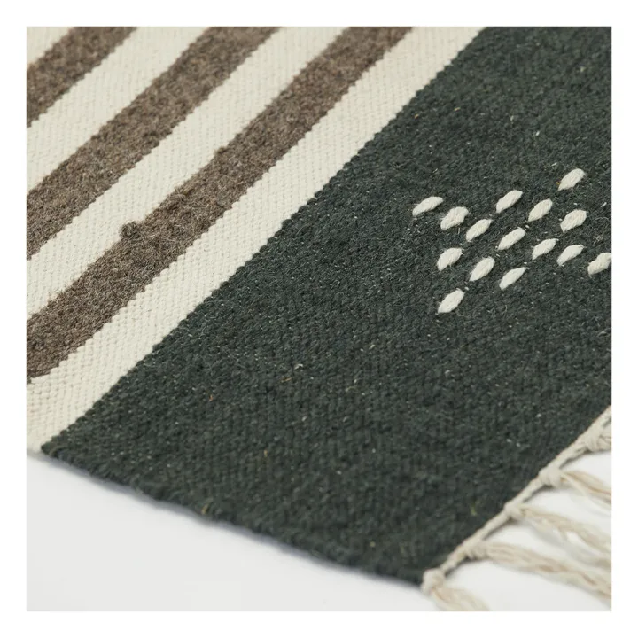 House Doctor Tapis Cros en laine et coton | Vert kaki