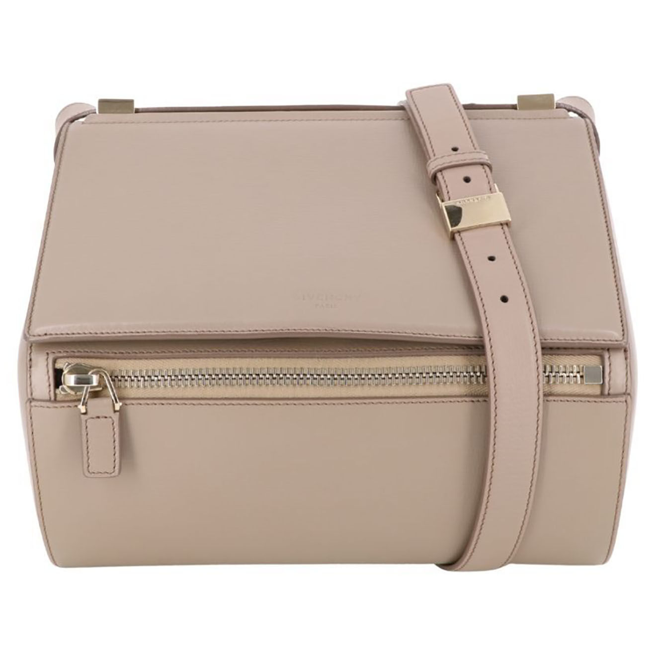 Givenchy Sac bandoulière Pandora en Cuir grainé beige - Très bon état - L.27 cm