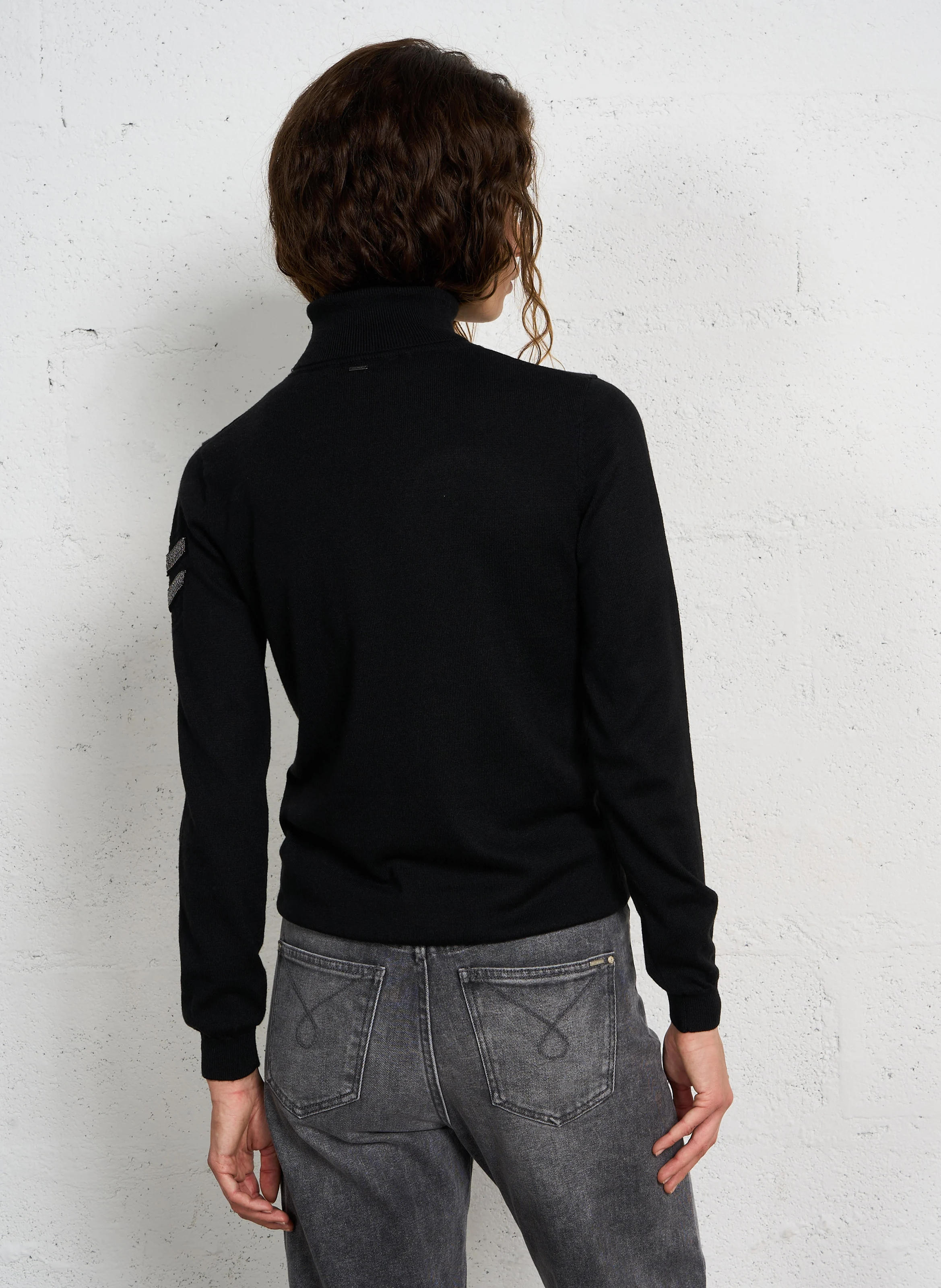 Pull col roulé en maille | Noir