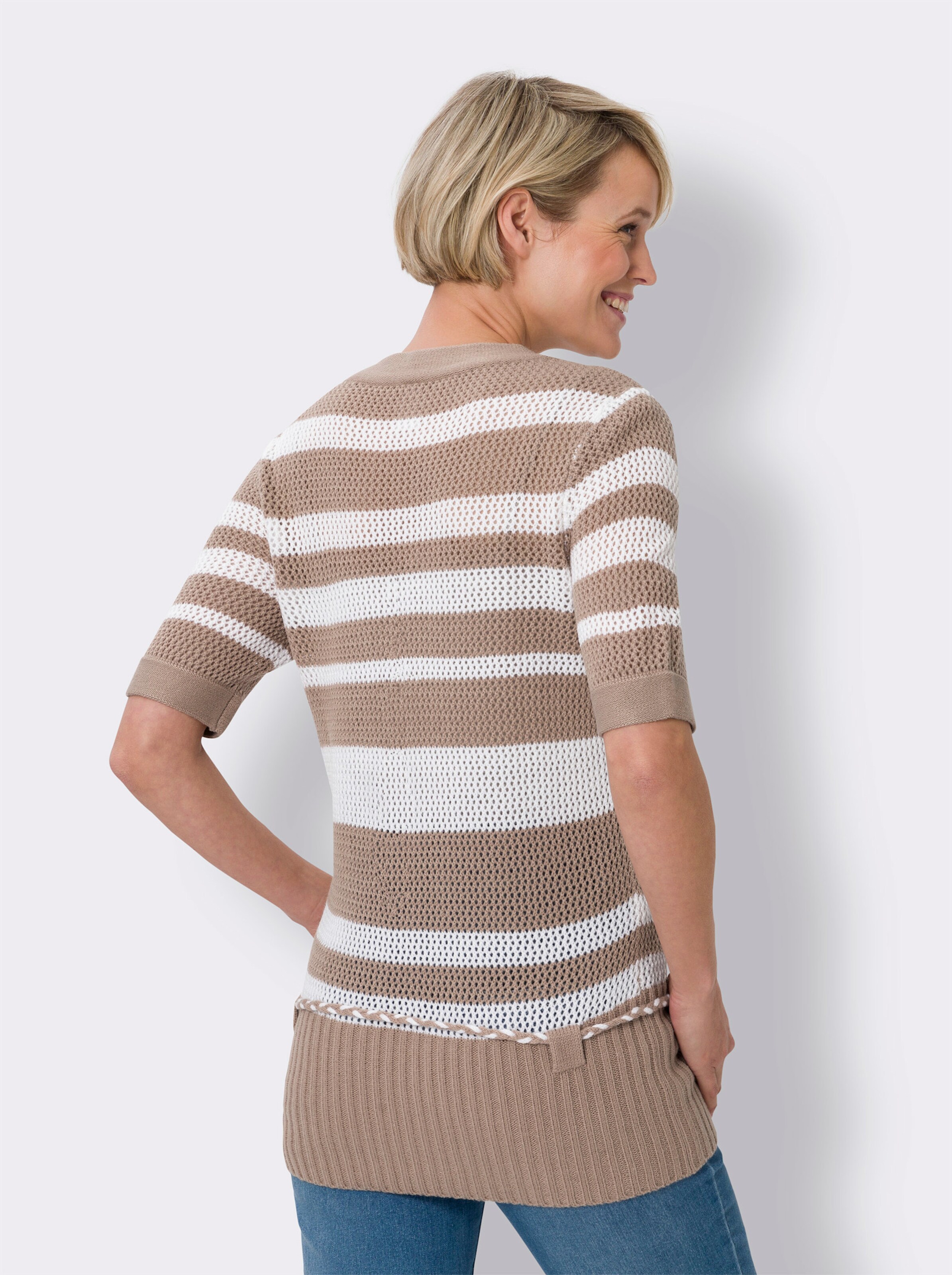 Ajourpullover mit Kordelgürtel