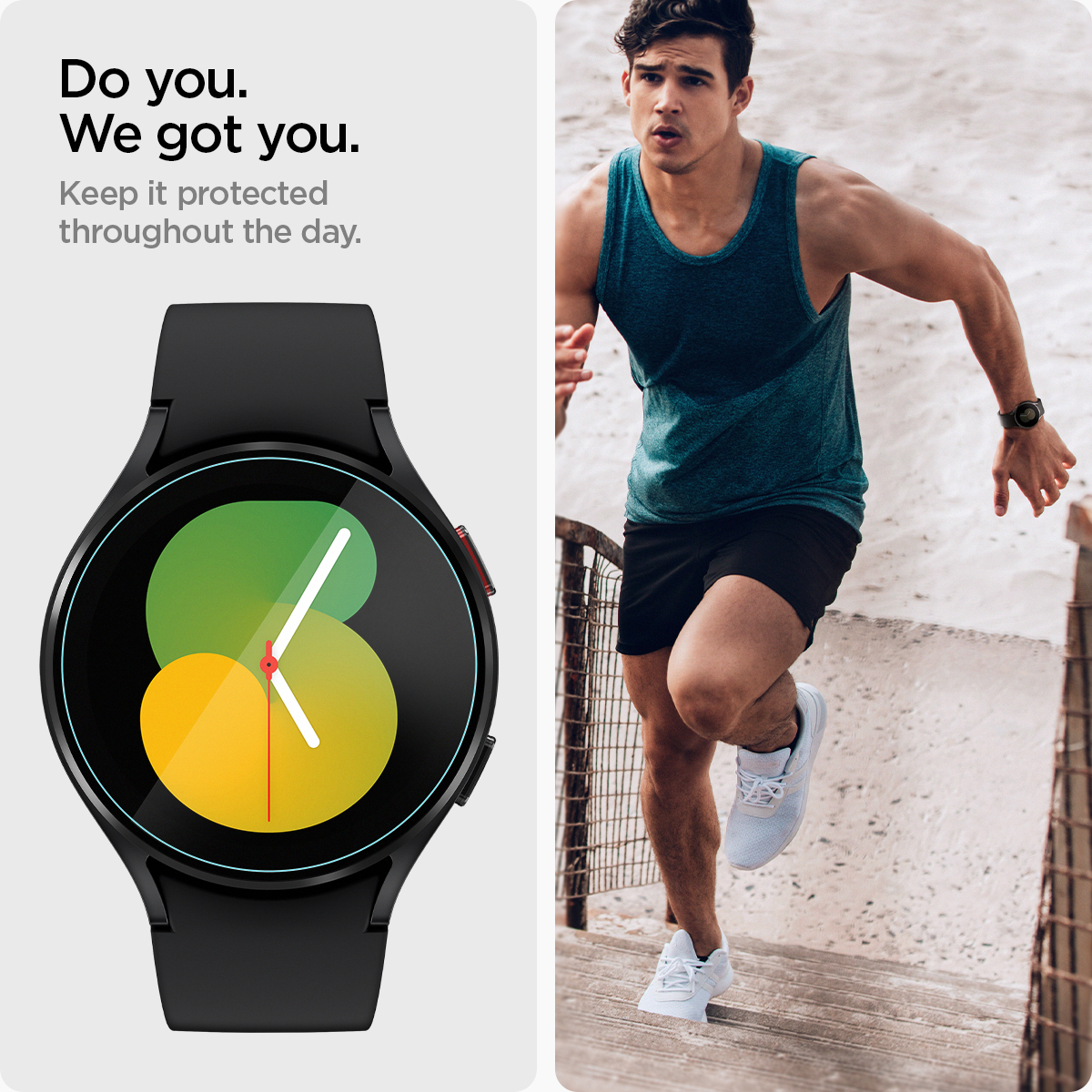 (2er Set) Samsung Galaxy Watch 5 / 4 (44 mm) Glas Tr EZ Fit Panzer Glas Case Friendly   Montagerahmen (AGL05339)