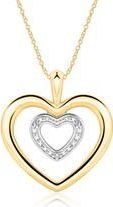 14 karaat gouden ketting harten met Diamanten