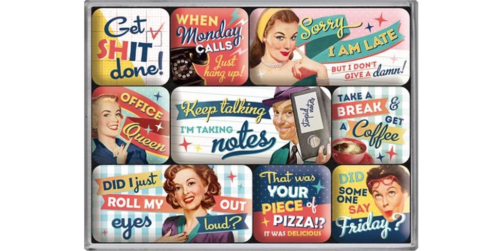 Nostalgic Art Haftmagnet Say it 50's 9 Stück, Mehrfarbig Magnetset mit attraktiver Box