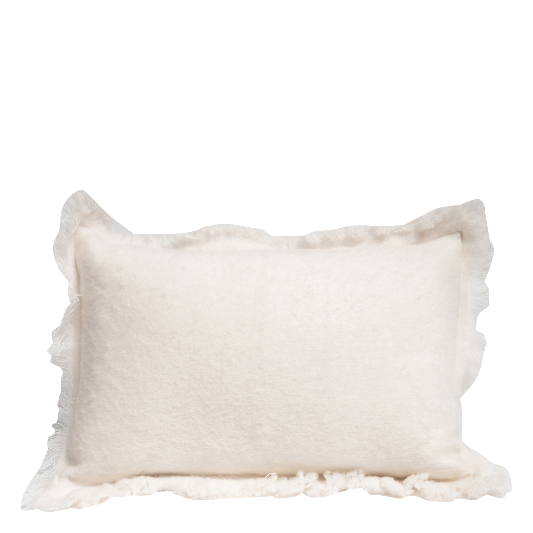 COUPON - Coussin à franges 60x40 cm en laine mélangée| Beige