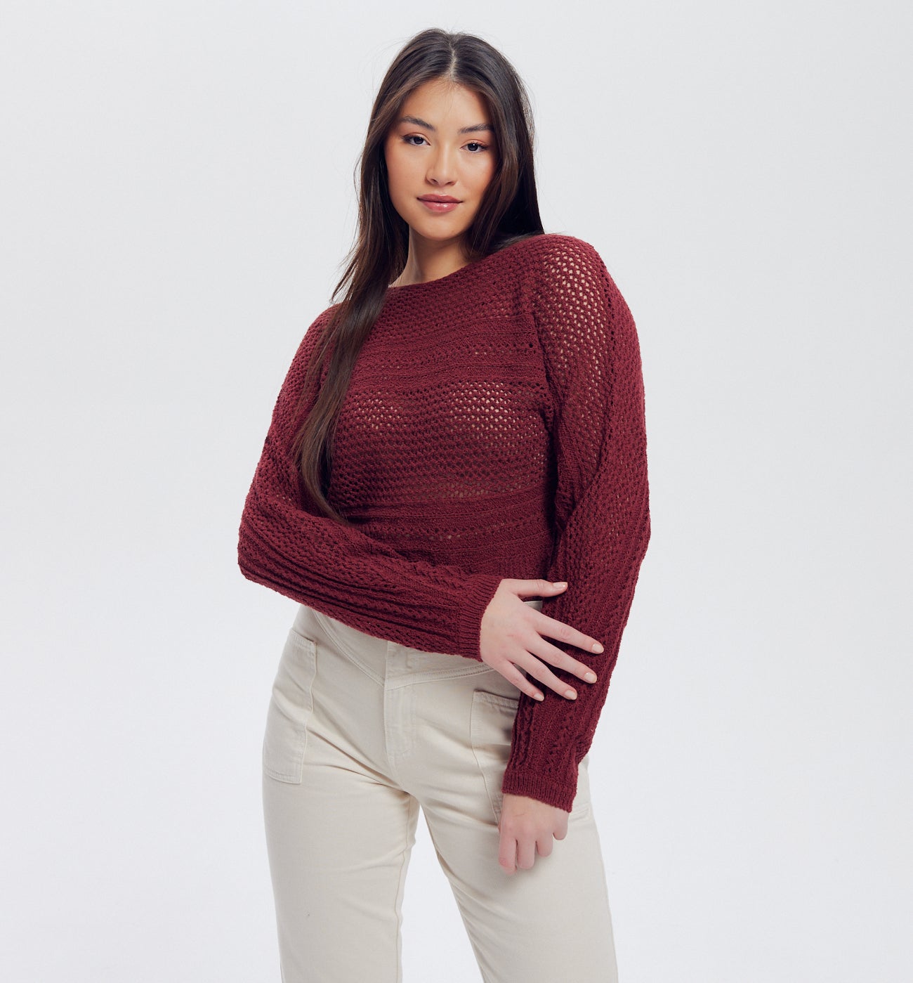 Pull ajouré Femme - Terre de sienne