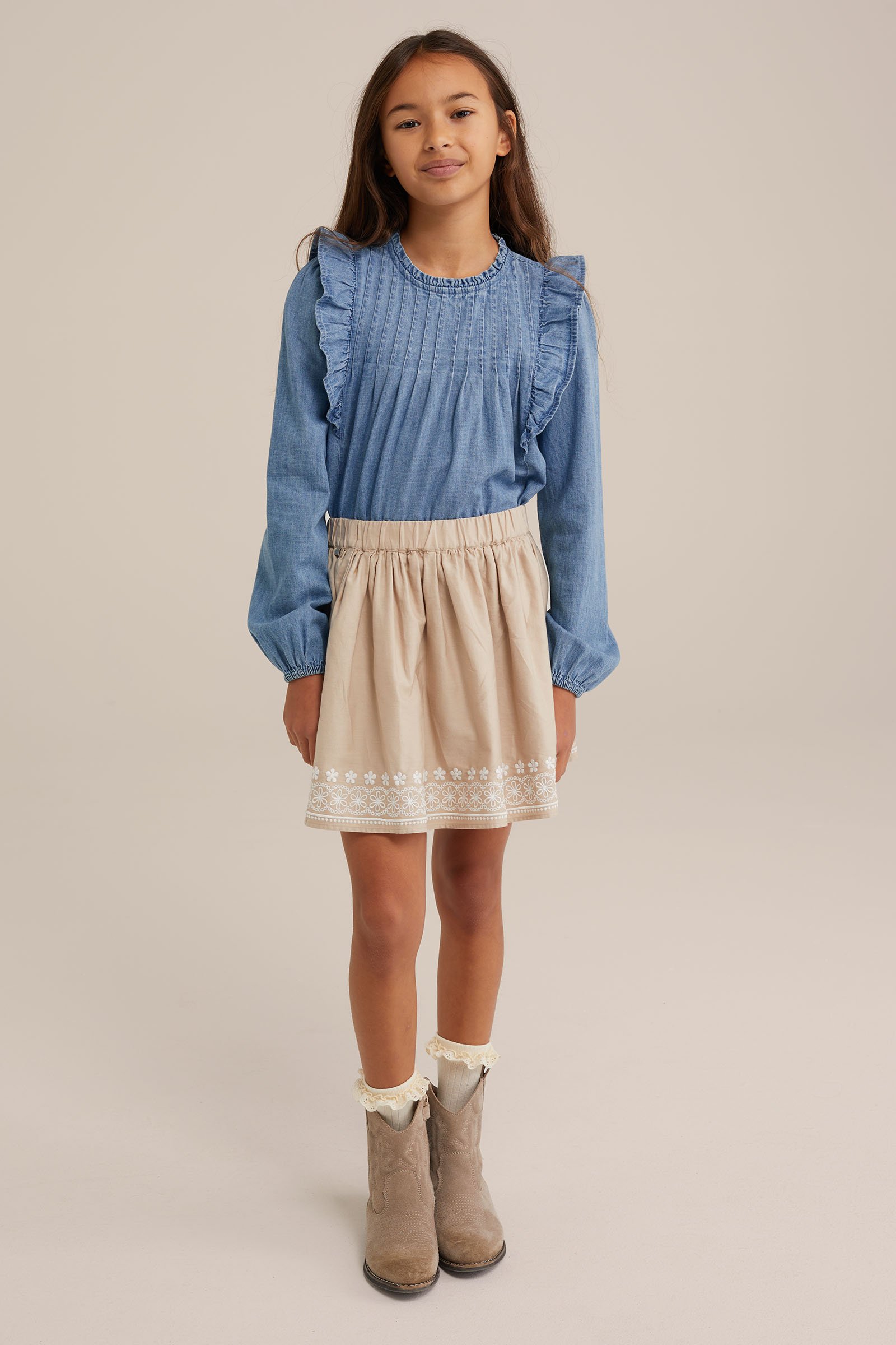 Meisjes denim blouse Blue Ridge Blauw