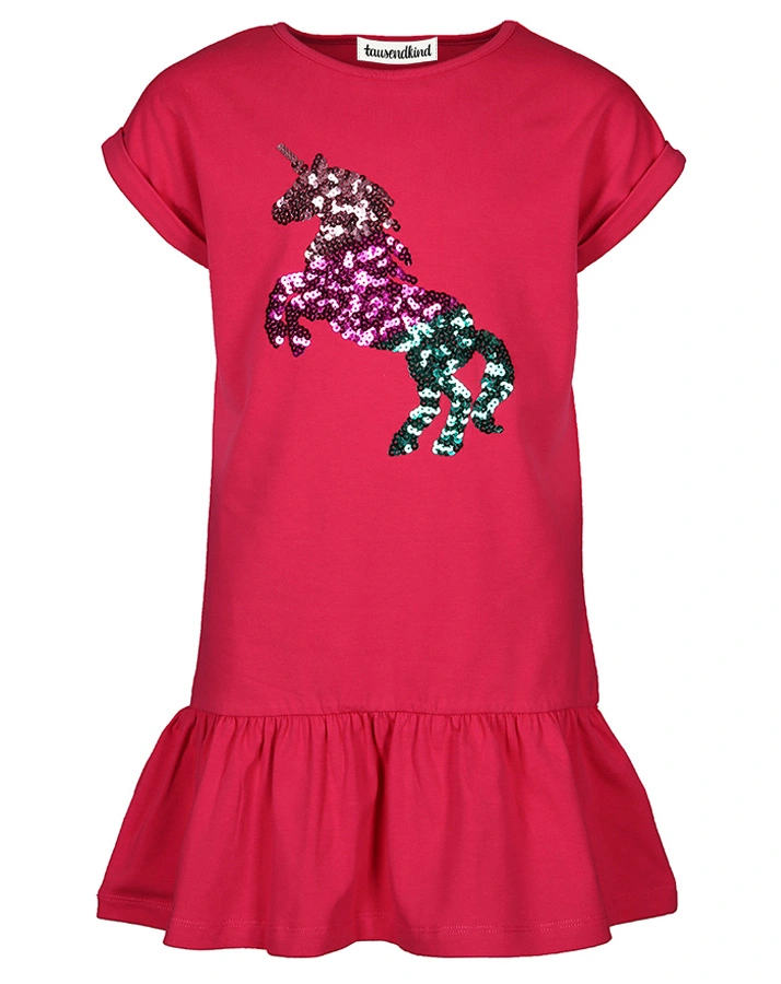 Kurzarm-Kleid UNICORN mit Pailletten in pink