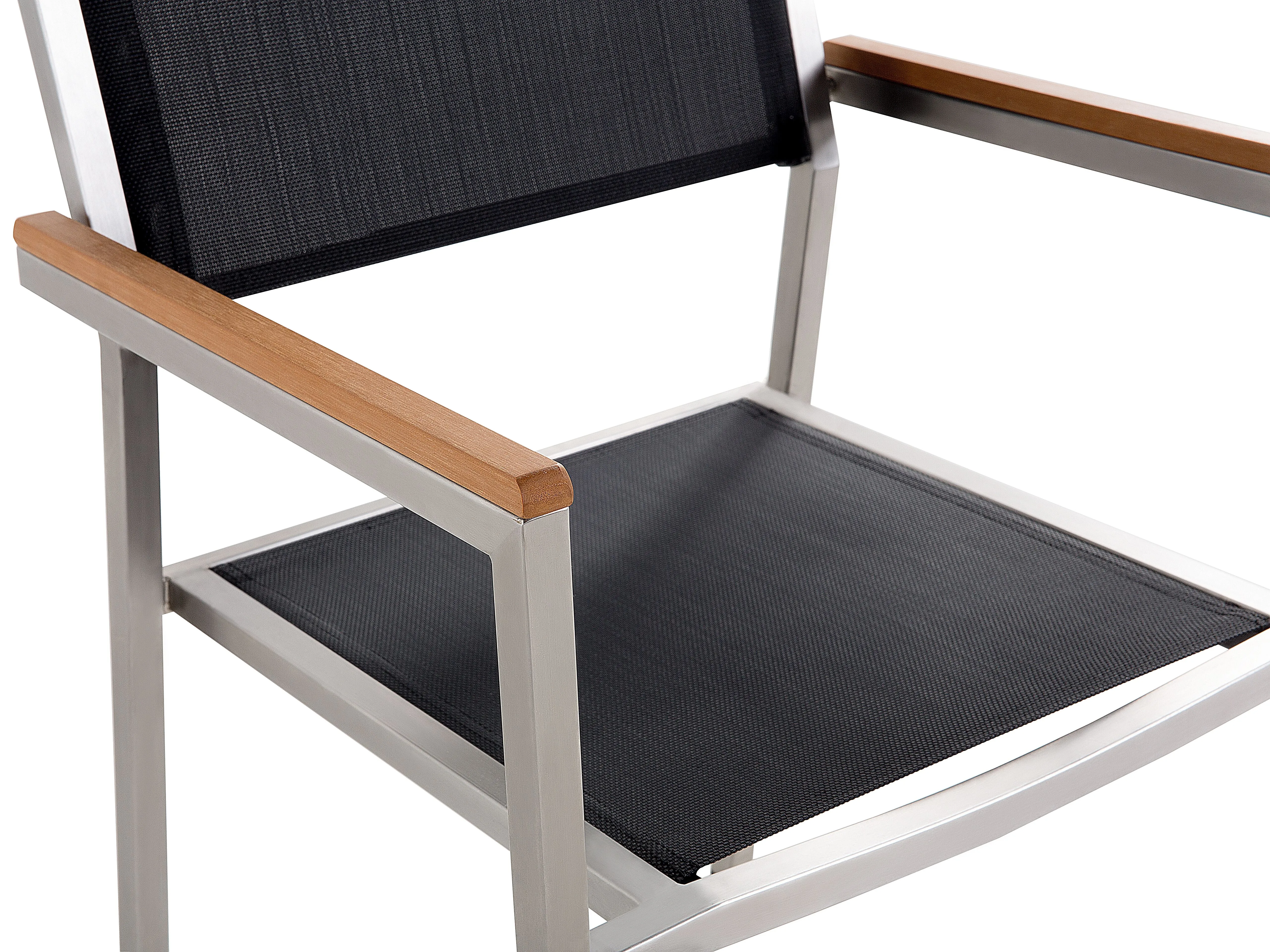 Tuinset 4-zits COSOLETO/GROSSETO Veiligheidsglas Granieteffect Zwart