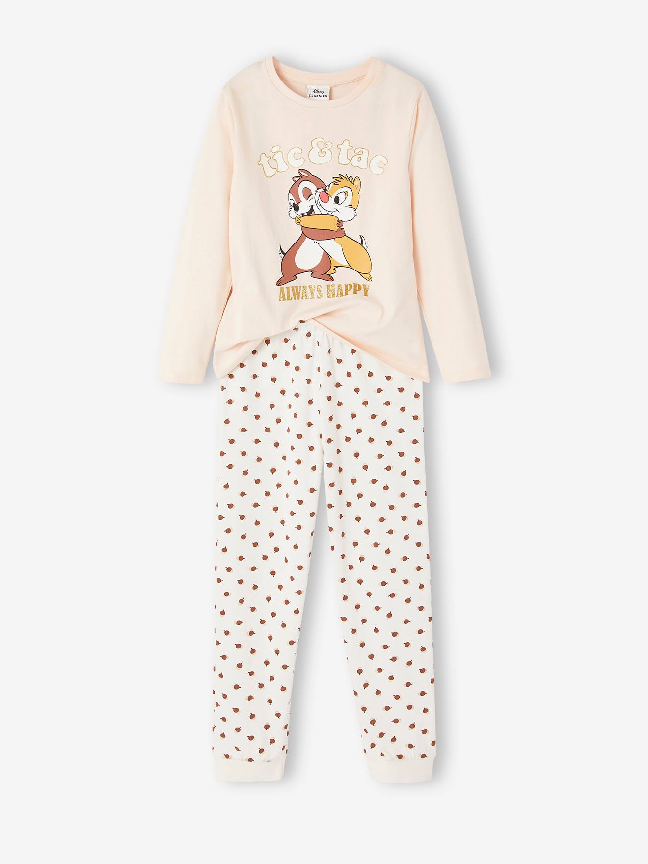 Pijama infantil DS® Chip and Dale, rosa claro.