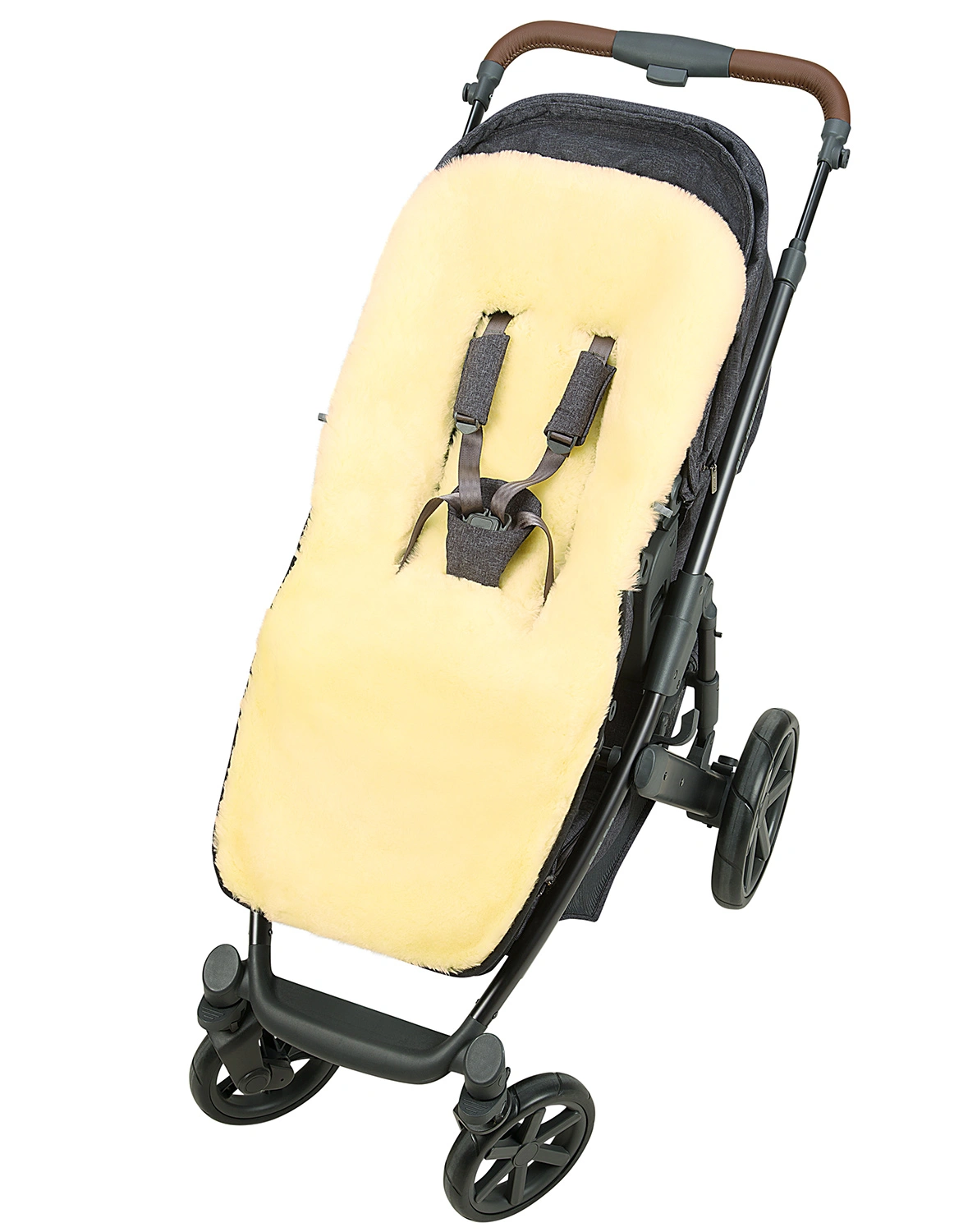 Lammfell-Fußsack LEON PLUS (95cm) in schwarz