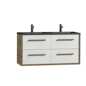 Tiger badkamermeubel Boston 120cm chalet eik/matzwart met grepen RVS