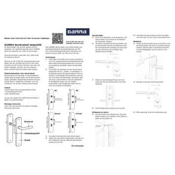 Gamma deurkruk set Hotel recht blind schild RVS