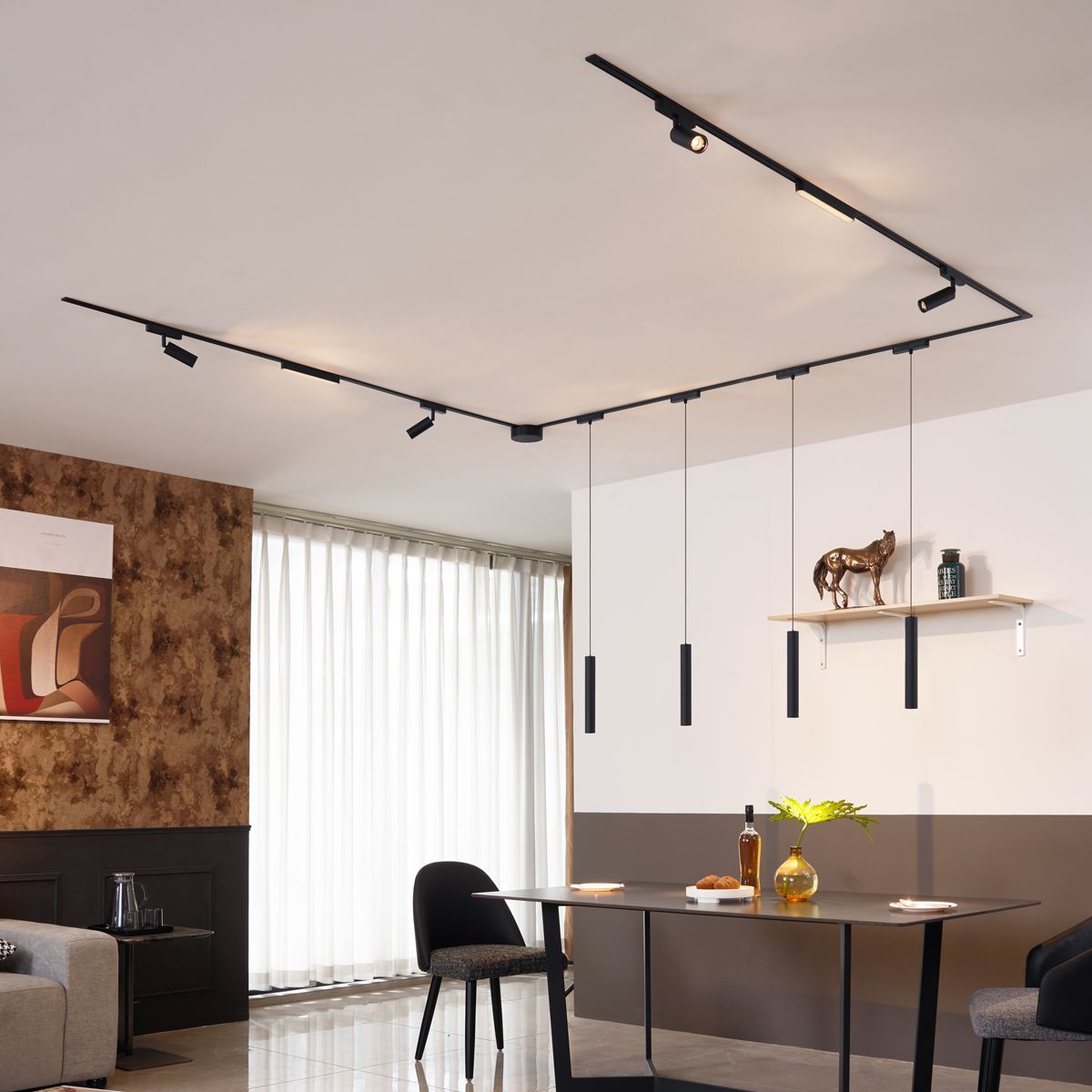 Railsysteem met 10 lampen zwart 1-fase - Magnetic Samson Cassie Marra