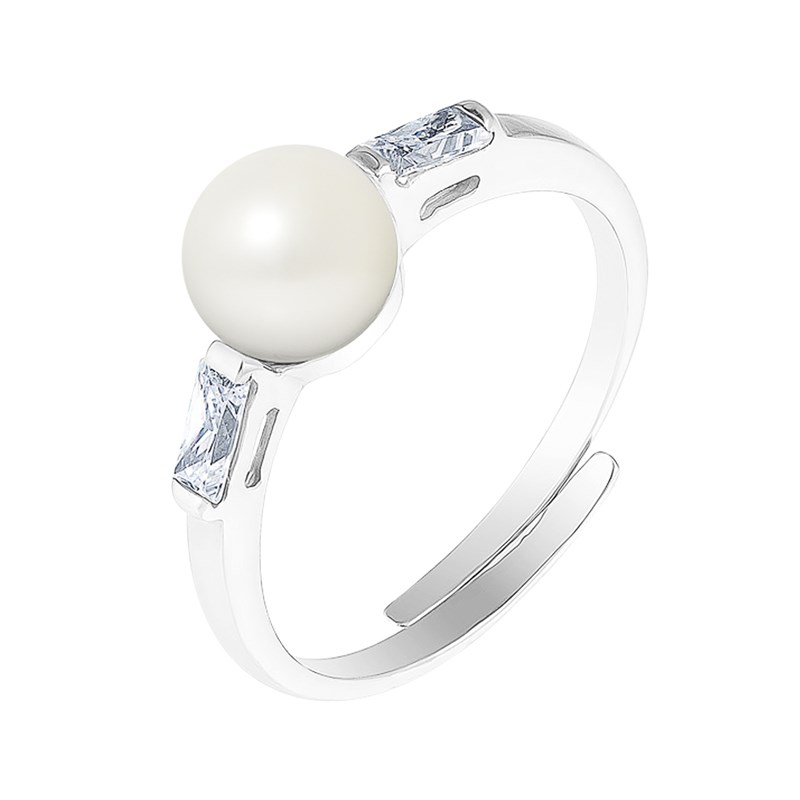Bague jonc massif - Perle de culture d'eau douce - Argent 925