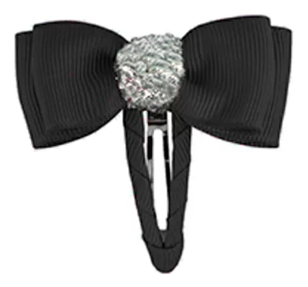 By Stær Dobbelt Sløjfe Hårspænde Sort/Sølv Glitter - 1 stk.