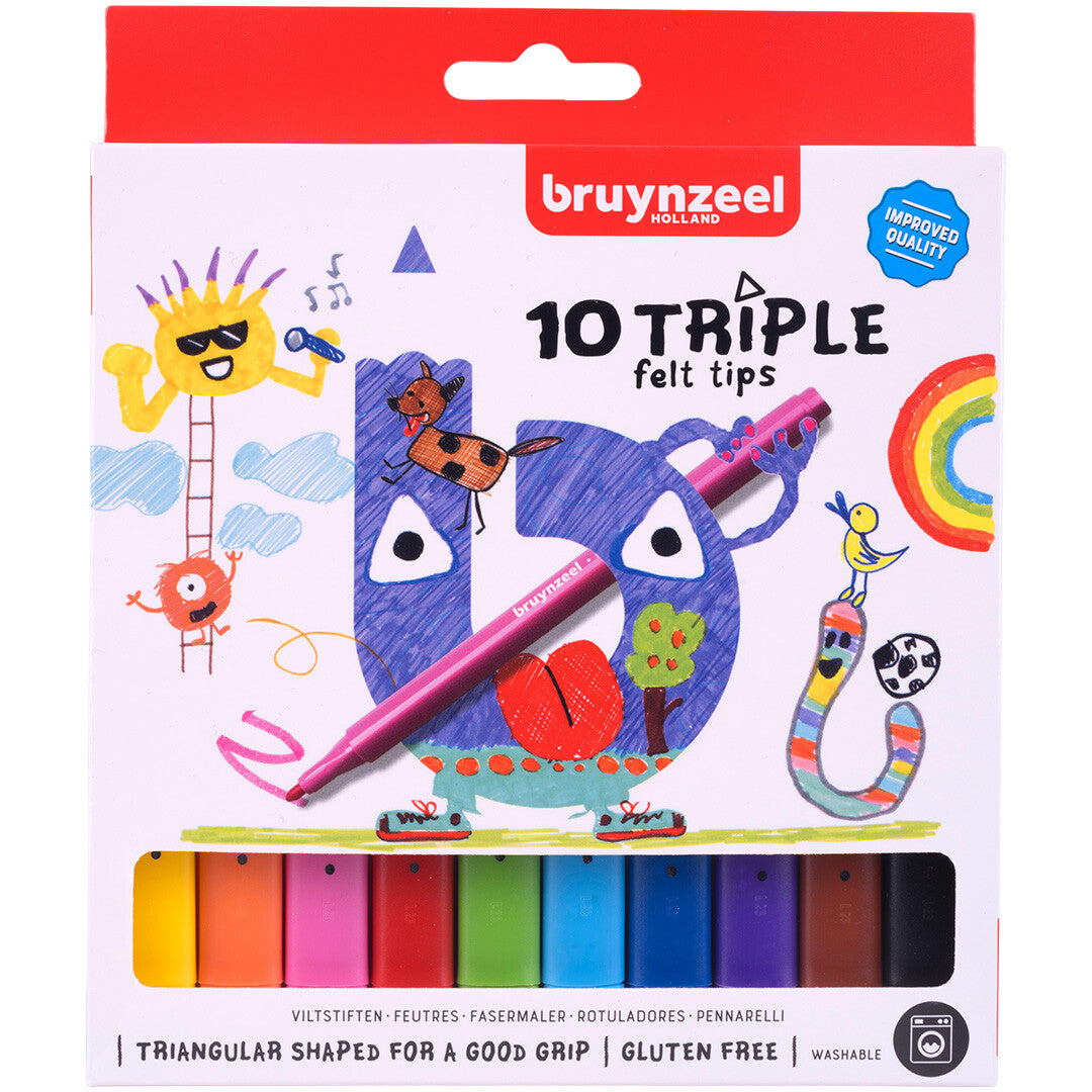 Bruynzeel kids driehoekige viltstiften - 10st