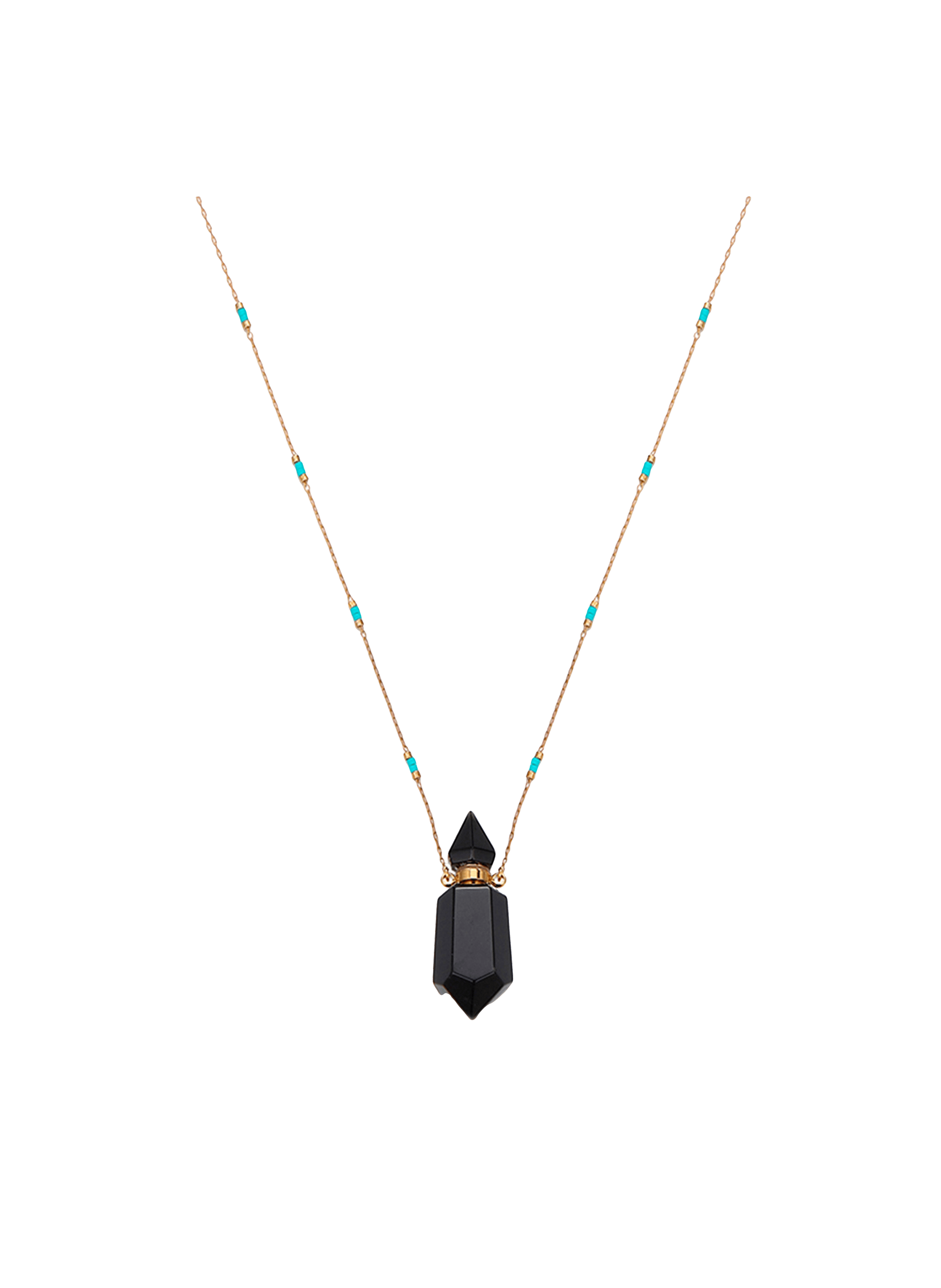 HUMEY - Collier sautoir en laiton et perles | Noir