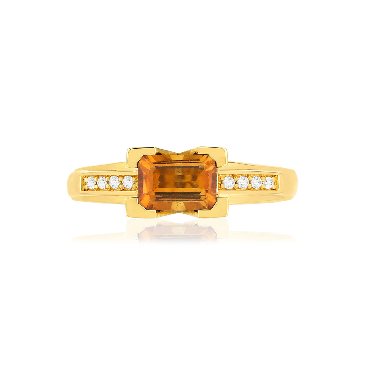 Bague VAN BRILL or jaune 750, citrine, diamants.