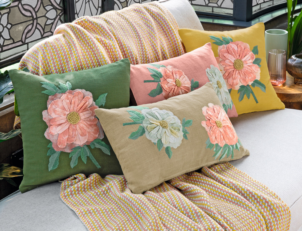 Plaid jacquard-Valse des fleurs