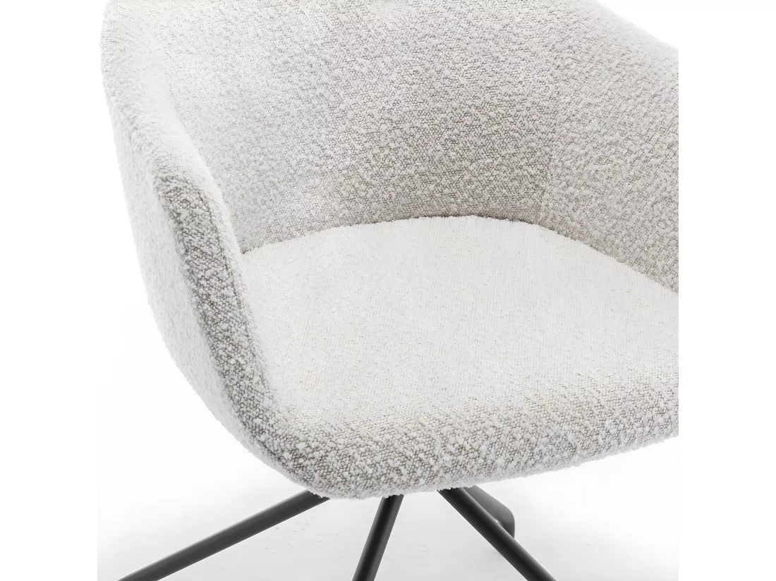 Kooij - Chaise de bureau en tissu bouclette et métal - Écru