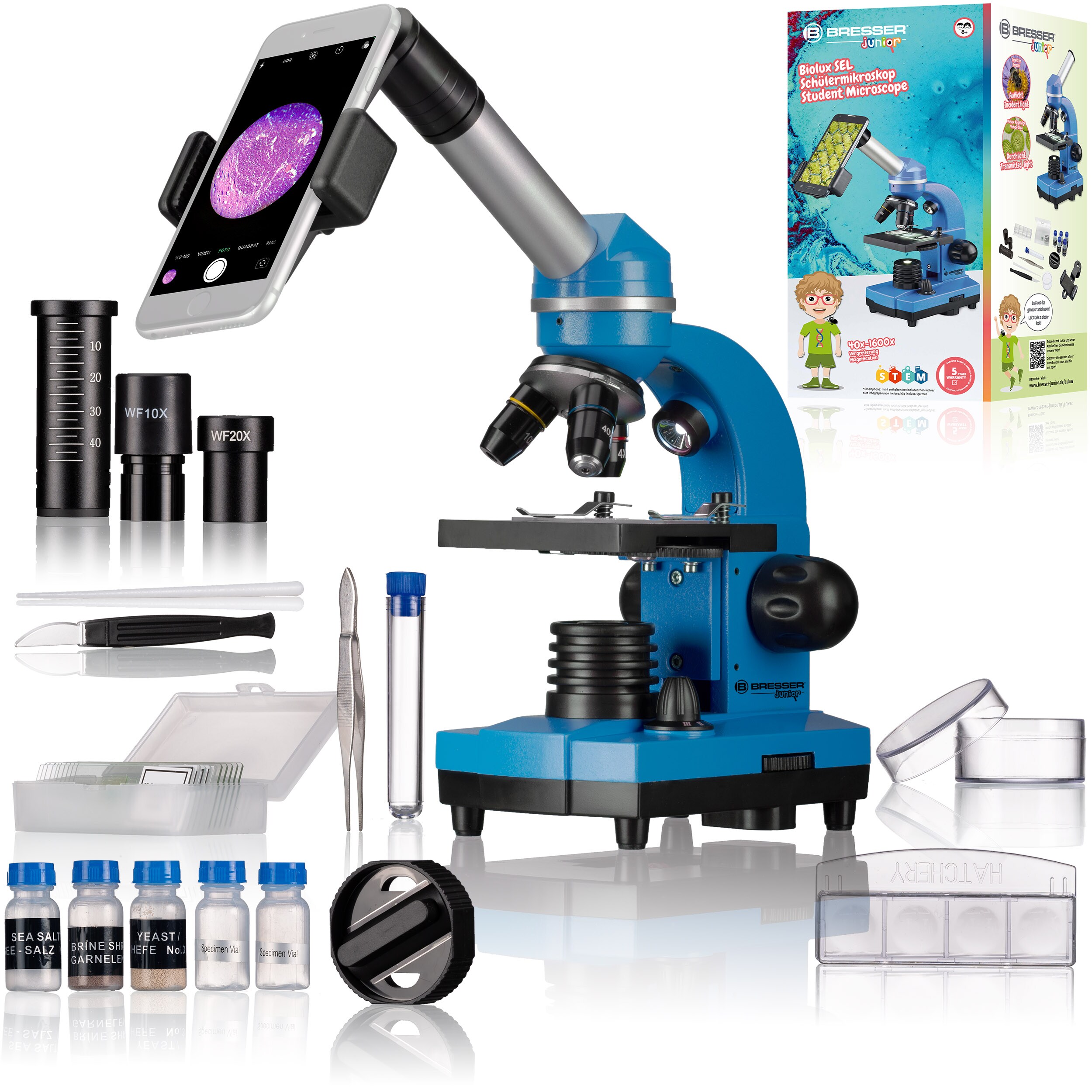 BRESSER JUNIOR Schülermikroskop BIOLUX SEL Farbe: blau