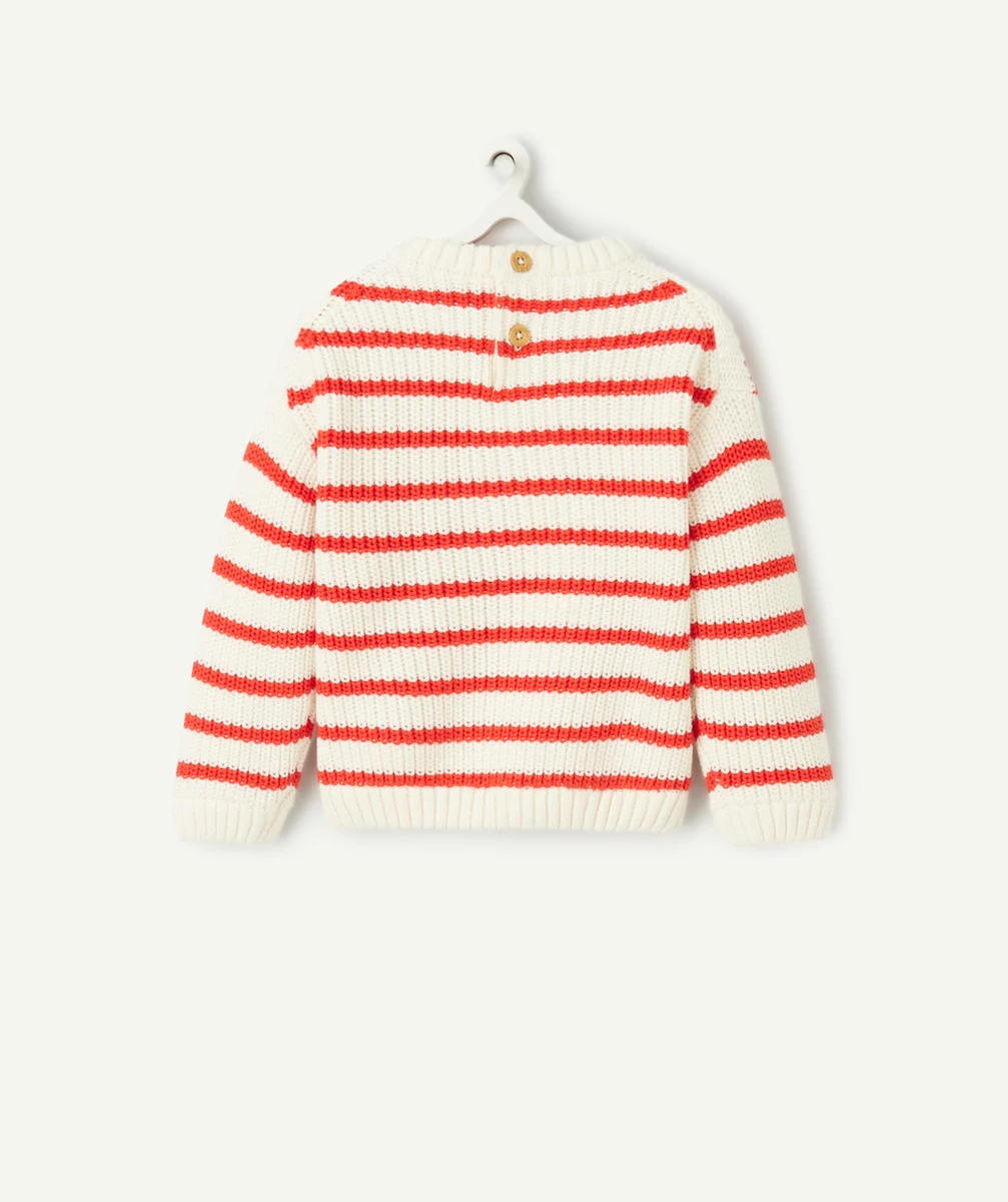 PULL EN TRICOT BÉBÉ GARÇON EN COTON BIO AVEC RAYURES ROUGE