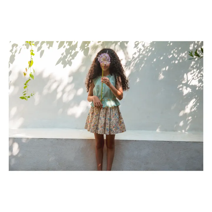 Lali Top Sans Manches Corset Brodé | Vert Menthe
