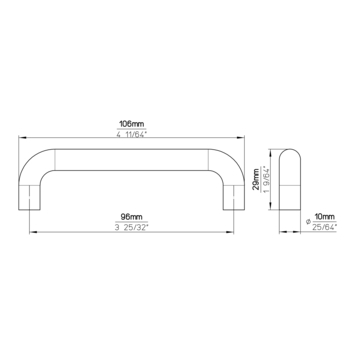 Greep Babs chroom mat 106mm