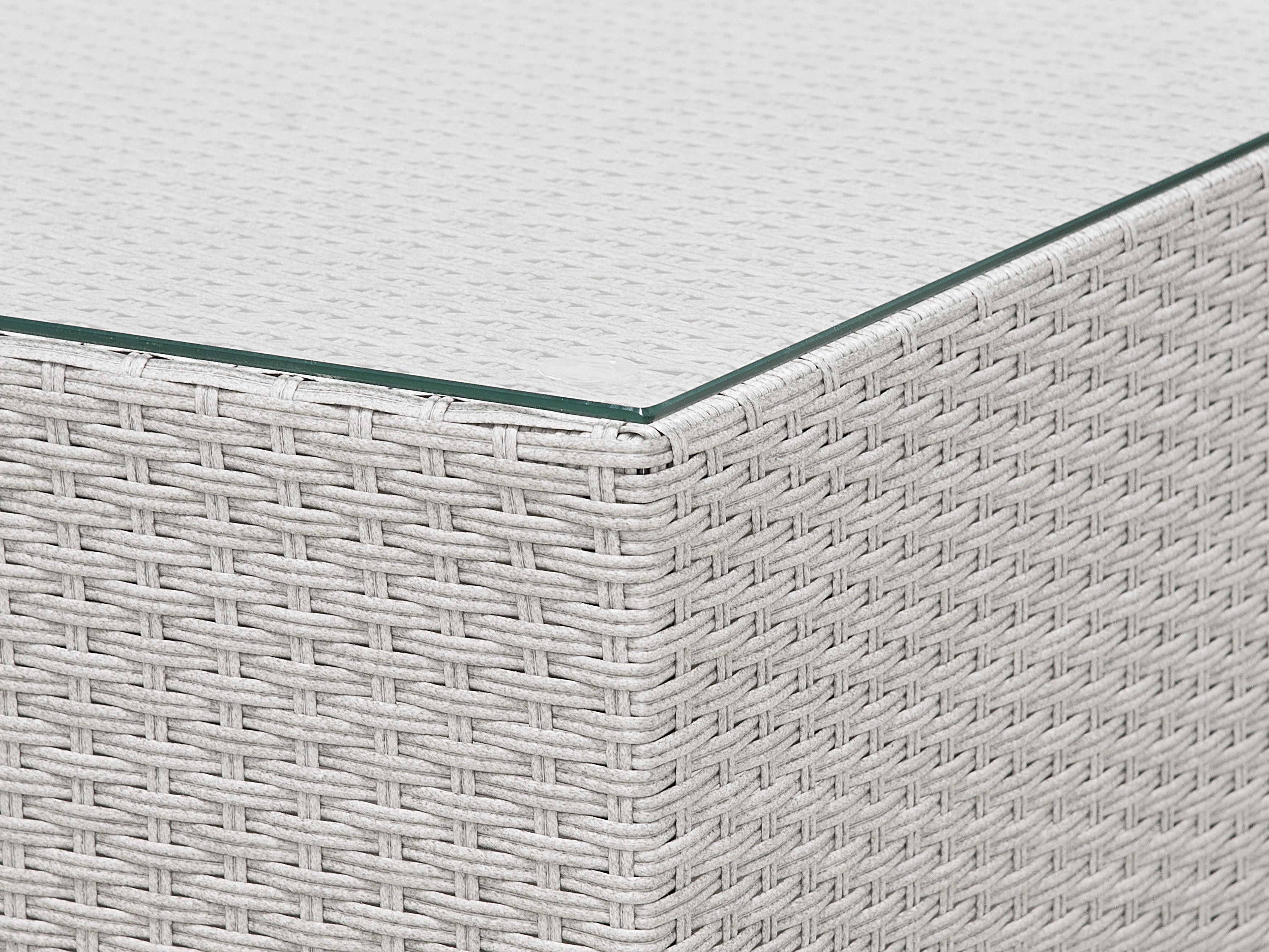 Tuin hoekloungeset met tafel 4-zits SANO II linkszijdig modulair PE rotan Lichtgrijs