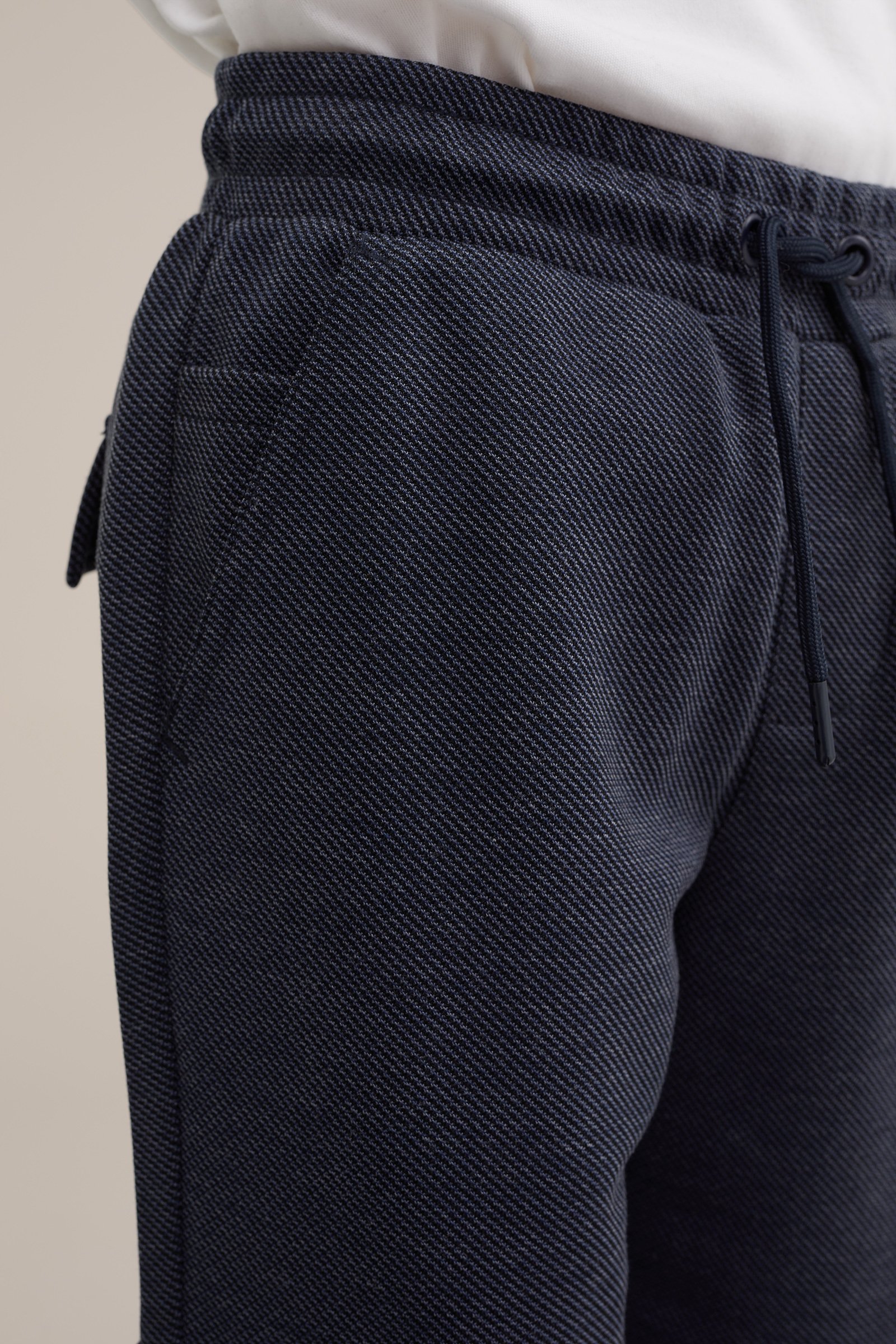 Jongens joggingbroek met cargozakken en jacquard-dessin Blue Ridge Marineblauw