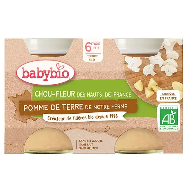 Babybio Vegetais Orgânicos em Vaso de Couve-flor e Batata +6 meses 2 x 130g