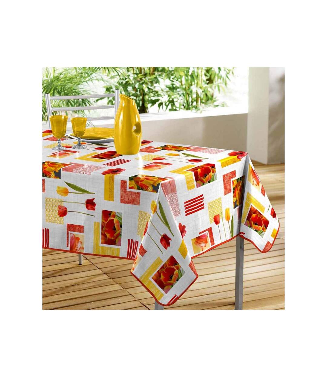 Nappe Déco Imprimée Tulipes 140x240cm Rouge